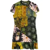 Desigual , Vestito corto stampato, Donna, Viscosa, Verde, XL
