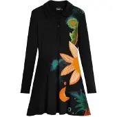 Desigual , Vestito a fiori a maniche lunghe, Donna, Viscosa, Nero, XL
