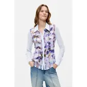 Desigual , Camicia stampata a maniche lunghe, Donna, Poliestere, Blu, XL