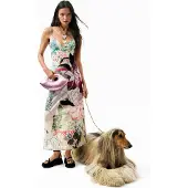 Desigual , Vestito a bretelle stampato, Donna, Poliestere, Nero, XL