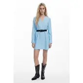 Desigual , Abito camicia con cintura, Blu, L