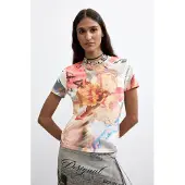 Desigual , Maglietta stampata a fiori, Donna, Cotone, XS