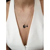Hey Happiness Collana 'Interlocking Clover & Heart' argento