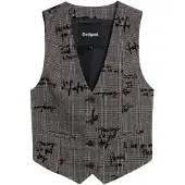 Desigual , gilet a quadri con lettering, Donna, Nero, S