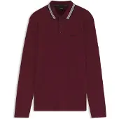 BOSS per uomo. 50536609 Polo plissettato maniche lunghe bordeaux (M), Casual, Granata, Cotone, Manica lunga