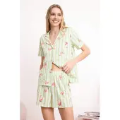 Trendyol Pigiama crema / verde chiaro / rosa