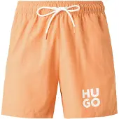 HUGO Pantaloncini da bagno 'PAOLO' arancione / bianco