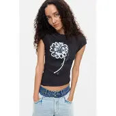 Desigual , Maglietta stampata floreale, Donna, Cotone, Nero, XS