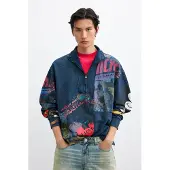 Desigual , Felpa collage Mickey, Uomo, Cotone, Blu, XS