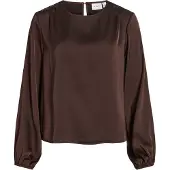 Vila Vienna Round Neck Top A Maniche Lunghe