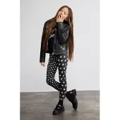 Desigual , leggings con stampa a stelle, Bambini, Cotone, Nero, 13/14