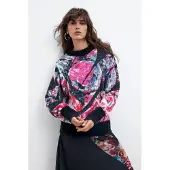Desigual , maglione oversize stampato m. c. lacroix, Donna, Nero, L