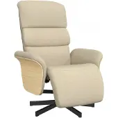 vidaXL Poltrona relax con poggiapiedi in tessuto crema