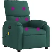 vidaXL Sedia da massaggio in tessuto verde scuro