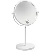 Bemeta Specchio cosmetico bianco, bifacciale, da appoggio, diametro 200 mm, bianco