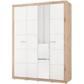 Dmora Pushka - Guardaroba Grande, 156x208h cm Bianco Opaco, Appendiabiti