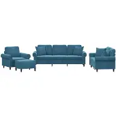 Syfax Set di Divani 4 pz con Cuscini Blu in Velluto