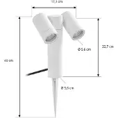 PRIOS Faretto con picchetto Tulimar, a 2 luci, bianco, IP65