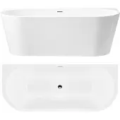 REA Vasca Bagno A Parete Capri 170cm Copritappo nero