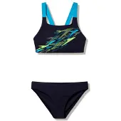 Speedo Women's Medley Logo V-Back Bikini Set Bikini Donna (36, blu)