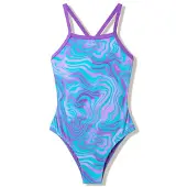 Speedo Kid's Print Thinstrap Swimsuit Costume intero Bambini (152, blu)