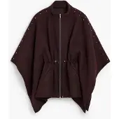 Desigual , Poncho con cerniera e cintura, Donna, Poliestere, Rosso, U