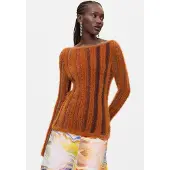 Desigual , maglione a costine con pelliccia, Donna, Marrone, S