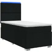 Syfax Letto boxspring LED con materasso nero 100 x 200 cm Tessuto
