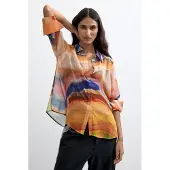 Desigual , Blusa a maniche lunghe stampata, Donna, Poliestere, XS