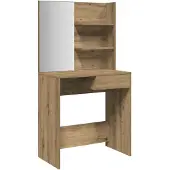 vidaXL Comodino con specchio Rovere artigianale 74,5x40x141 cm