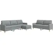 vidaXL set divano 3 pezzi con poggiapiedi in tessuto grigio chiaro