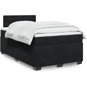 vidaXL Letto a molle con materasso nero 120x200 cm in velluto