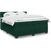 vidaXL Letto a molle con materasso verde scuro 200x200 cm in velluto