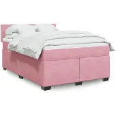 vidaXL Letto a molle con materasso rosa 140x190 cm in velluto