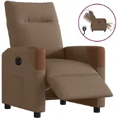 vidaXL Poltrona relax elettrica in tessuto marrone
