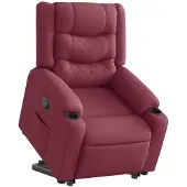 vidaXL Poltrona relax con ausilio per l'autosufficienza in tessuto rosso vino
