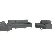 vidaXL Set divano 3 pezzi in tessuto grigio scuro