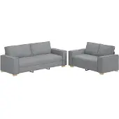 vidaXL Set divano 2 pezzi con cuscini in tessuto grigio chiaro