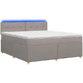 vidaXL Letto a molle con materasso Taupe 140 x 200 cm tessuto