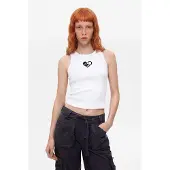 Desigual , Canottiera 100% cotone, Donna, Cotone, Bianco, XS