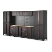 HBM sistema modulare da officina 12 pezzi, nero rosso