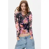 Desigual , Blusa stampata a maniche lunghe, Donna, Blu, XS