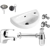 Creavit 6W1 KIT: Lavabo piccolo in Vetroceramica da appendere 39x23cm