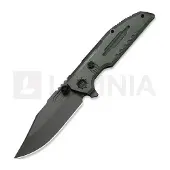 We Knife Coltello pieghevole Muster, Olive Gray Titanium, Stonewash