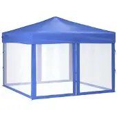 vidaXL Tenda pieghevole per feste con pareti laterali blu 3x3 m