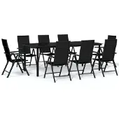 vidaXL set da pranzo da giardino 9 pezzi nero