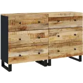 vidaXL Credenze 2 pezzi 60x33x75 cm Legno di mango grezzo