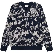 DEDICATED Sweatshirt Malmoe Blue Hills AOP Maglione Uomo (M, blu/grigio)