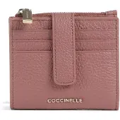 Coccinelle portacarte da donna metallic soft in vera pelle rosa