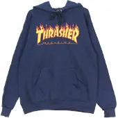 Thrasher Felpa Cappuccio Uomo Flame Hood Navy/yellow